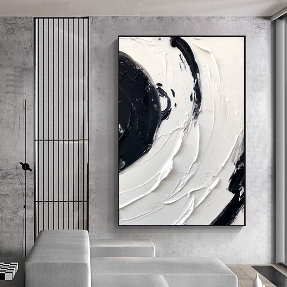 Hand Painted Abstract 3D Thick Oil Paintings Black And White Canvas Art Painting Home Decor Modern