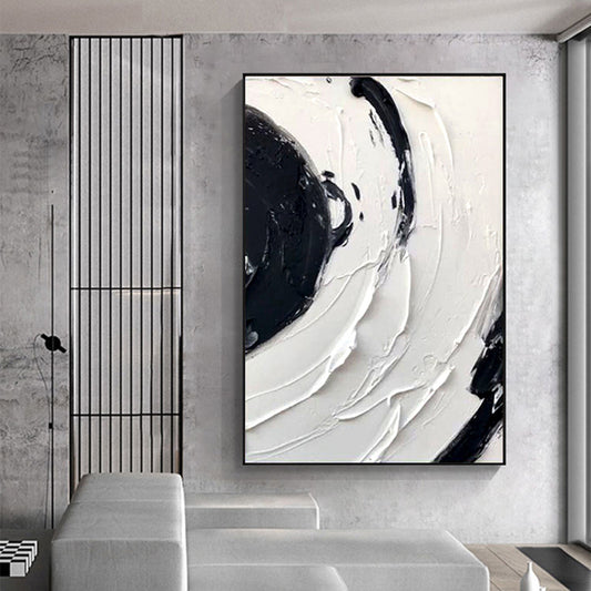 Hand Painted Abstract 3D Thick Oil Paintings Black And White Canvas Art Painting Home Decor Modern
