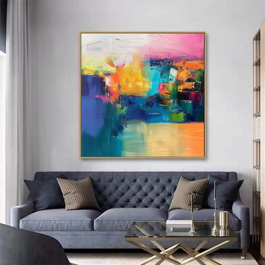 Abstract Handmade Oil Painting Modern Minimalist Home Living Room Decoration Painting,31inx31in,No Frame