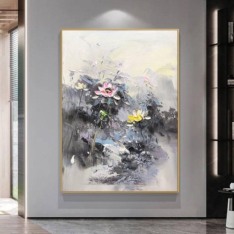 Canvas Hot Sale Artwork  Handmade 3d Abstract Flowers Oil Painting Wall Art Wedding,31inx47in,No Frame