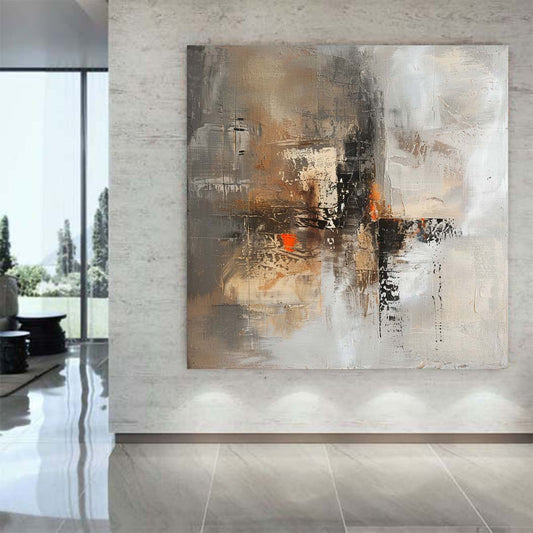 Abstract Handmade Oil Painting Modern Minimalist Home Living Room Decoration Painting,31inx31in,No Frame