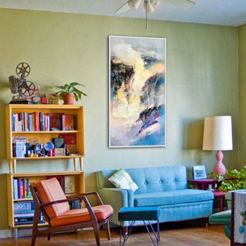 Large Abstract Oil Painting Canvas Painting Blue Abstract Painting Contemporary Art Abstract Oil Painting Oversize Wall Art27inx54in,No Frame