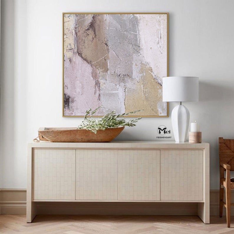 OriginalBeigeAbstractPaintingContemporaryOilPaintingsBeigePaintingGreyPaintingOversizedScandinavianArtHomeDecor 31in,No Frame