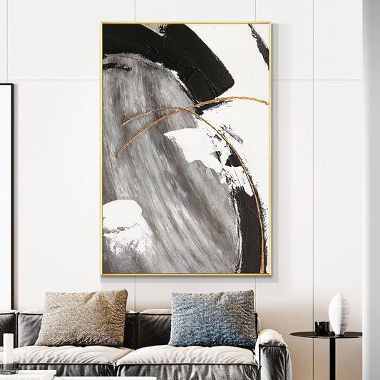 Abstract Hand Painted Oil Painting On Canvas Black Handmade Modern Wall Art Pictures For Living Room,31inx47in,No Frame