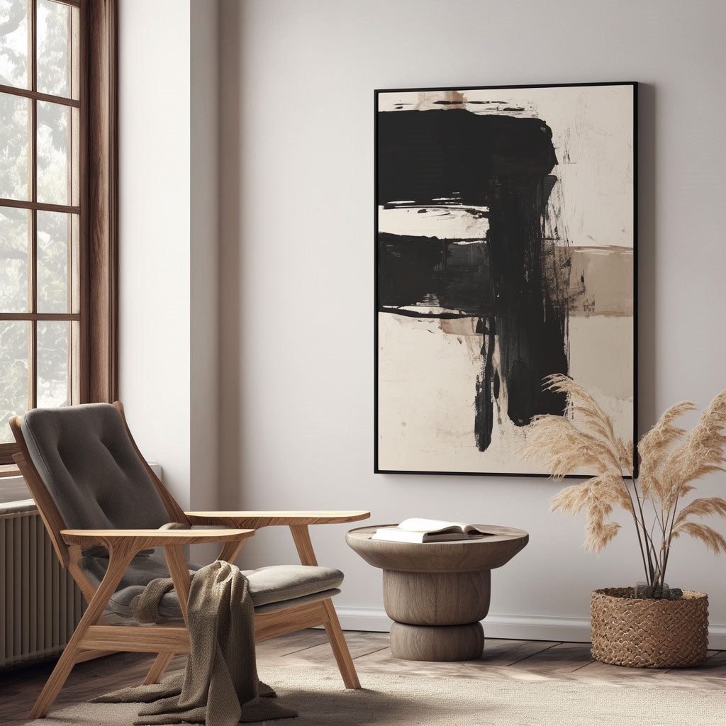Handpainted Abstract Wall Art Painting Decorative Painting Aisle Corridor Mural Mooring Hanging Painting black 31inx47in,No Frame