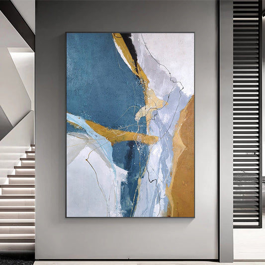 Vertical Large Living Room Modern Home Decoration Abstract Decorative Painting Murals  Handmade Oil Painting on ,31inx47in,No Frame