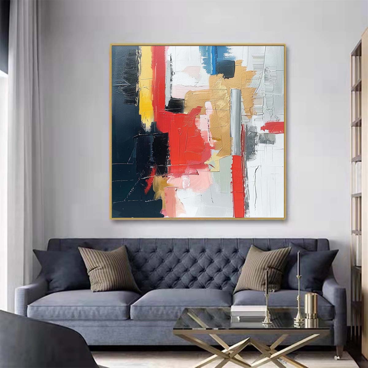 Abstract Handmade Oil Painting Modern Minimalist Home Living Room Decoration Painting,31inx31in,No Frame