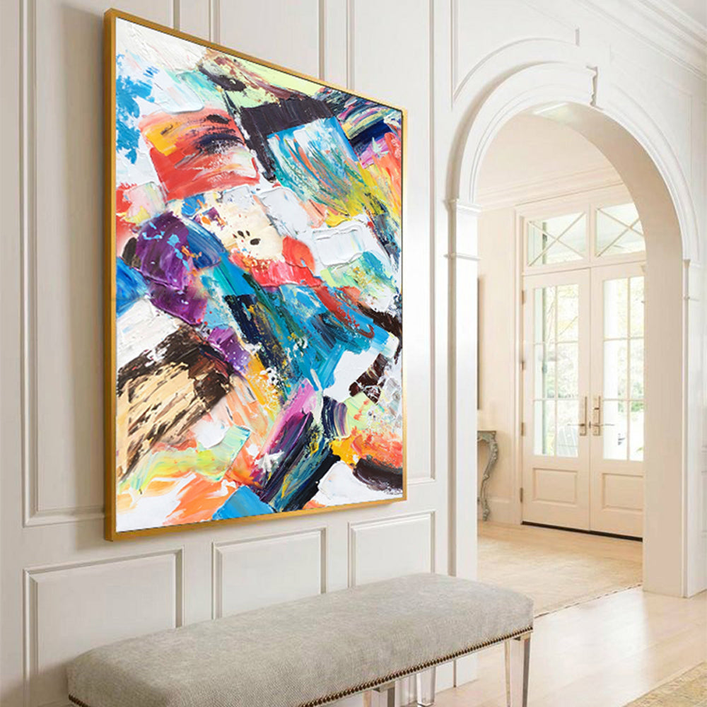 Home Decor Hand Painted Modern Canvas Painting Thick Oil Painting On Canvas Abstract Wall Art Pictures For Home Living Room,31inx47in,No Frame