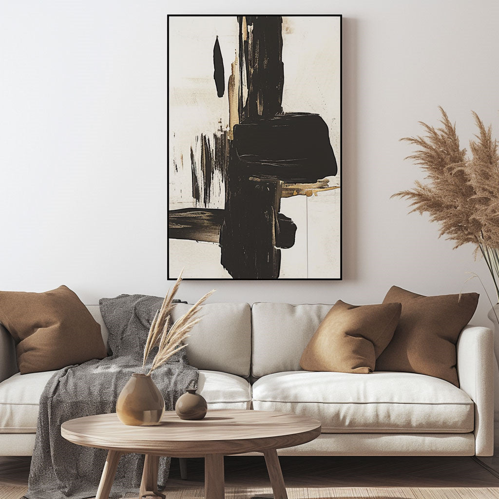 Handpainted Abstract Wall Art Painting Decorative Painting Aisle Corridor Mural Mooring Hanging Paintingblack1inx47in,No Frame