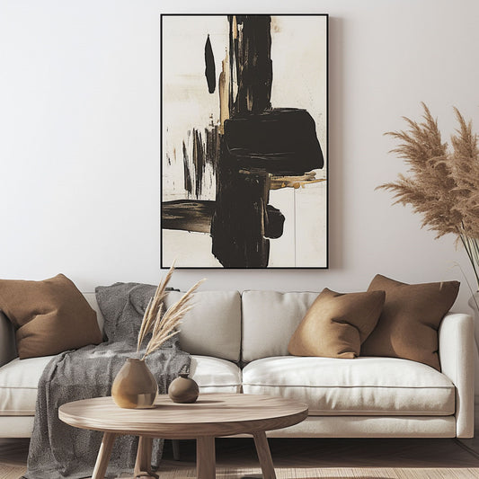 Handpainted Abstract Wall Art Painting Decorative Painting Aisle Corridor Mural Mooring Hanging Paintingblack1inx47in,No Frame