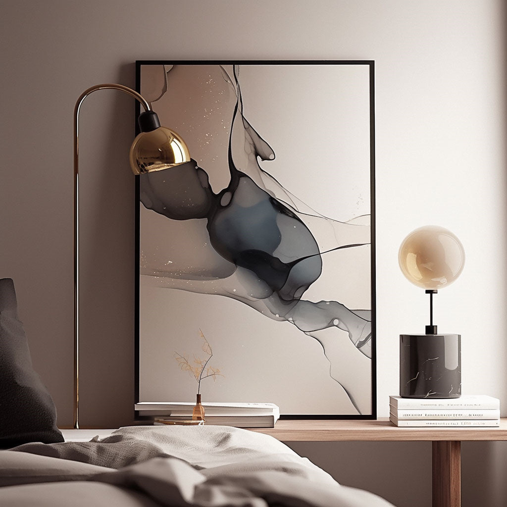 Handpainted Abstract Wall Art Painting Decorative Painting Aisle Corridor Mural Mooring Hanging Painting black 31inx47in,No Frame