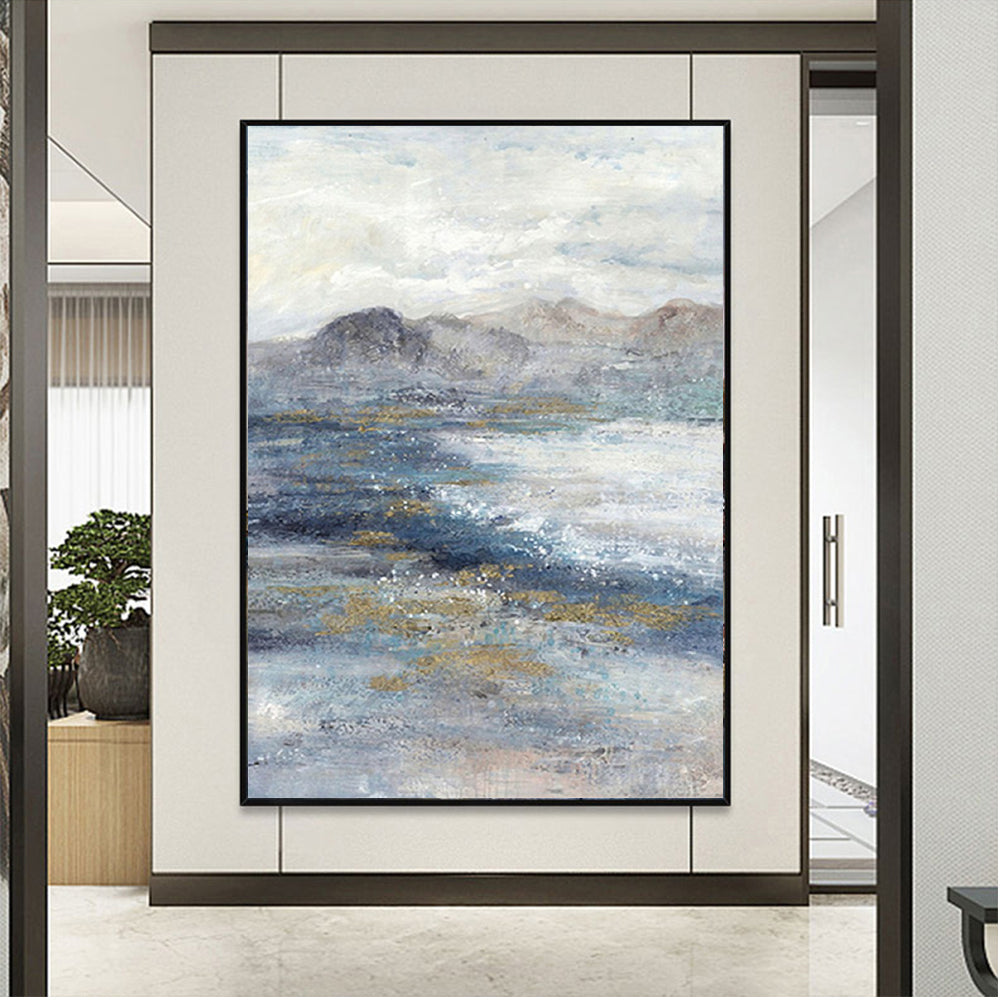 Hand Painted Abstract Landscape Oil Painting On Canvas Handmade Artwork Picture For Home Cuadros Decor Room,31inx47in,No Frame