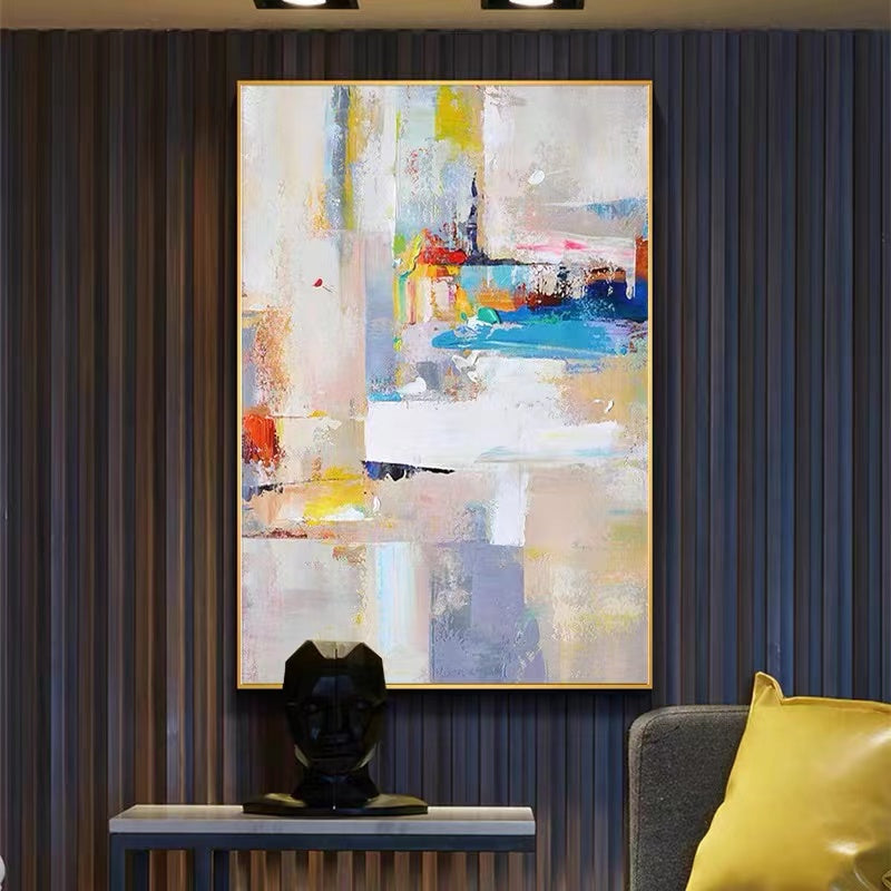 Handmade Wall Art Modern Abstract Oil Painting on Canvas Large Piece Wall Painting for Living Room,31inx47in,No Frame