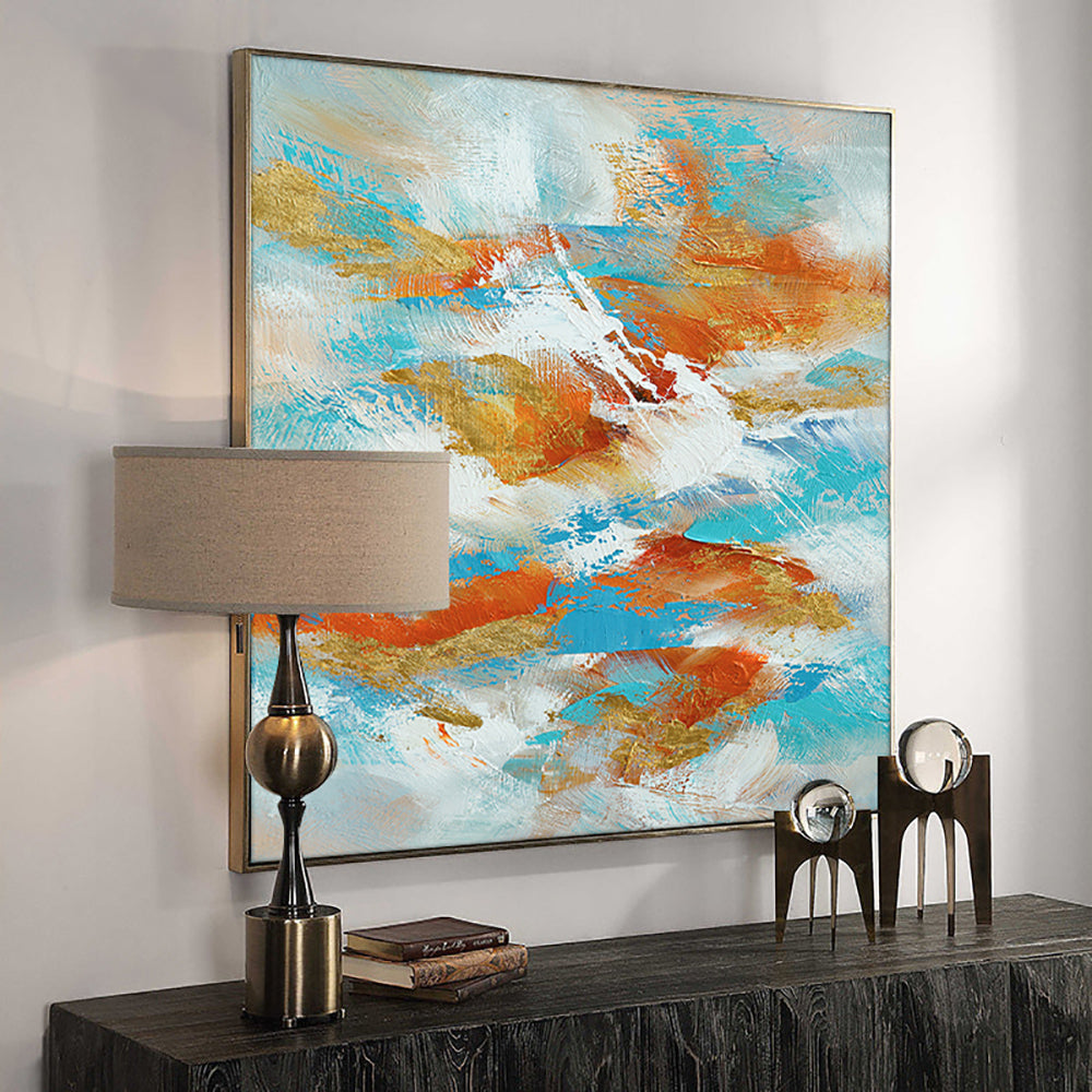 Handpainted Wall Art Home Decor Abstract Oil Painting Colorful Art Pictures On Canvas Fashion Modern,31inx31in,No Frame