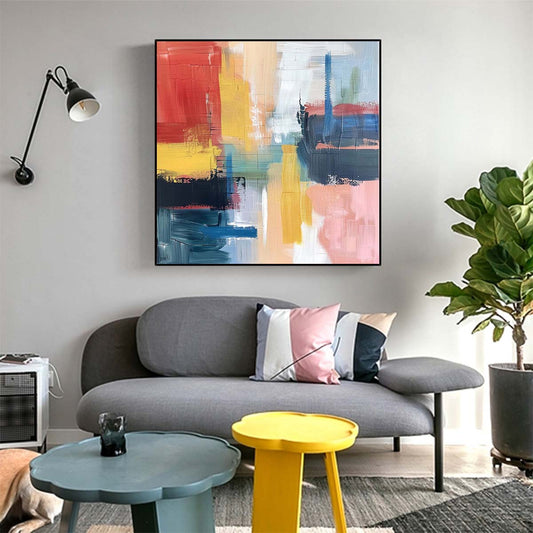 Abstract Handmade Oil Painting Modern Minimalist Home Living Room Decoration Painting,31inx31in,No Frame 3