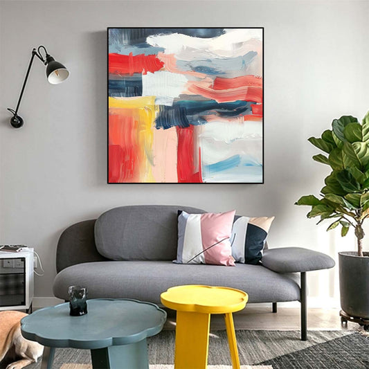 Abstract Handmade Oil Painting Modern Minimalist Home Living Room Decoration Painting,31inx31in,No Frame