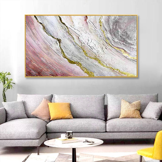 #300Hand painted Texture Oil Painting Modern Three dimensional Abstract Living Room Decoration Painting Gold Foil Hanging,27inx54in,No Frame