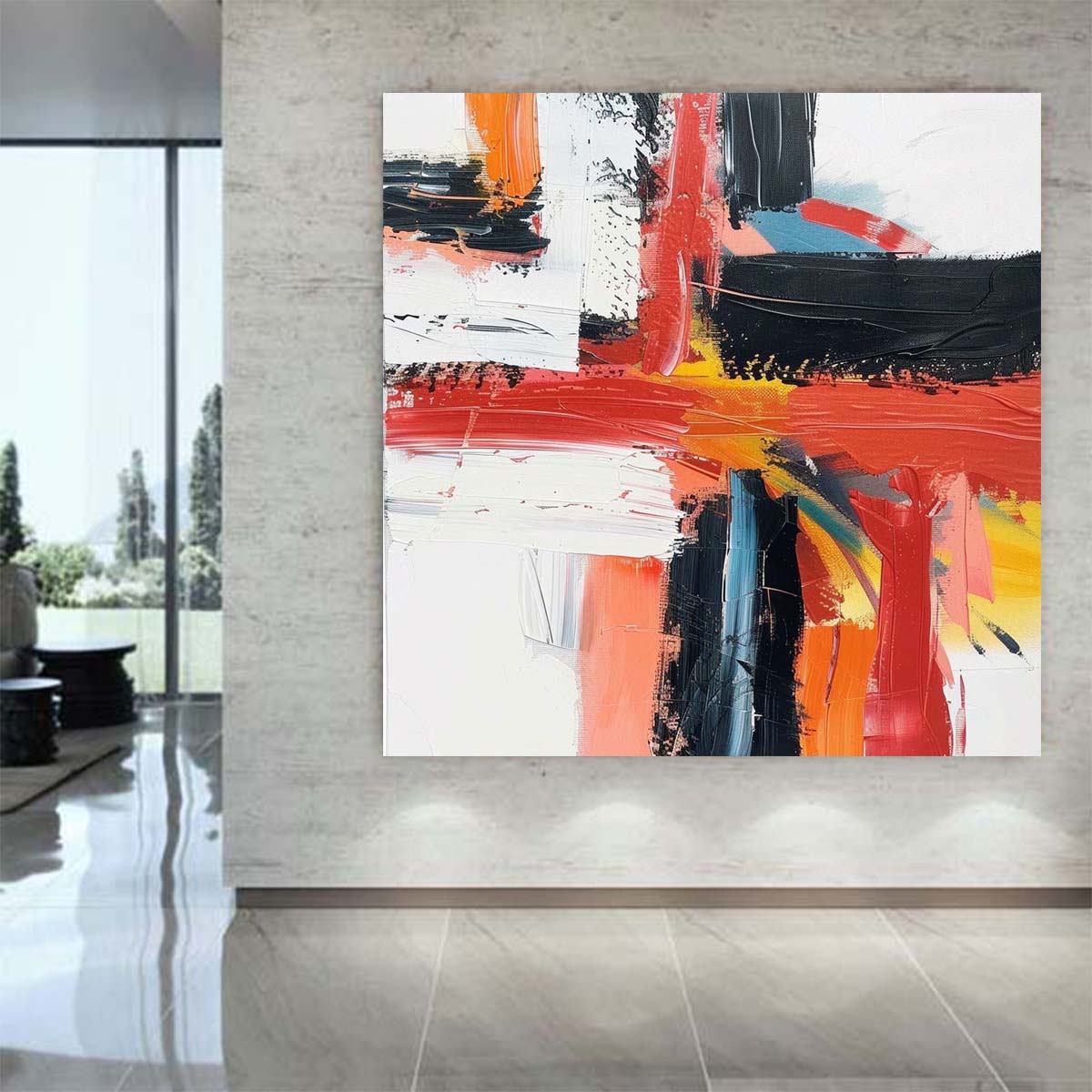 Abstract Handmade Oil Painting Modern Minimalist Home Living Room Decoration Painting,31inx31in,No Frame