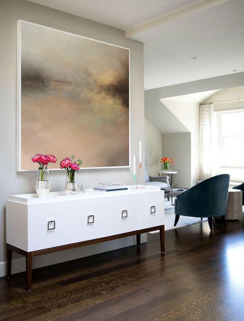 LargeAbstractPaintingSeaPaintingGoldPaintingOceanLandscapePaintingOceanArtPaintingWallArtOffice  31in,No Frame