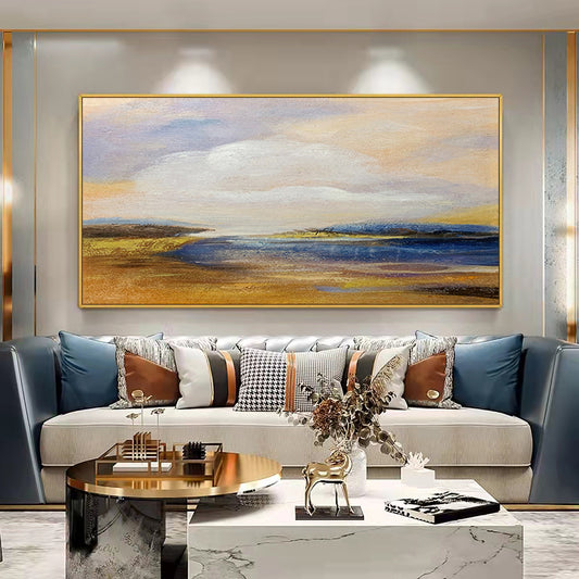 Pure Hand painted Abstract Living Room Wall Decoration Hanging Picture Bedroom Bedside Art Canvas Painting Rimless,27inx54in,No Frame