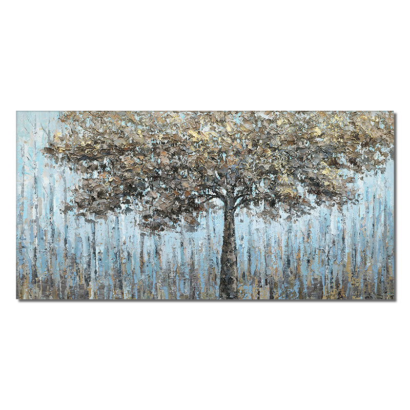Abstract Large Size Trees Oil Painting  Hand Painted Canvas Painting Modern Decorative Wall Art,27inx54in,No Frame