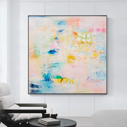 Hand painted Oil Painting Abstract Yellow Canvas Oil Ppainting Modern Home Decoration Art Oil Painting,31inx31in,No Frame