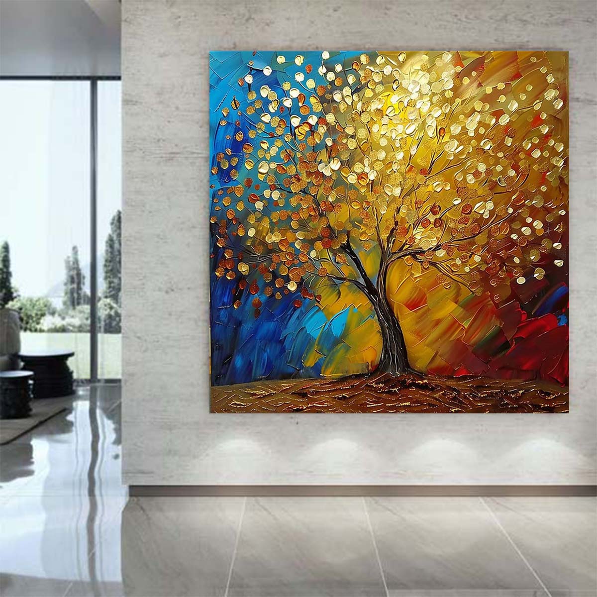Abstract Handmade Oil Painting Modern Minimalist Home Living Room Decoration Painting,31inx31in,No Frame