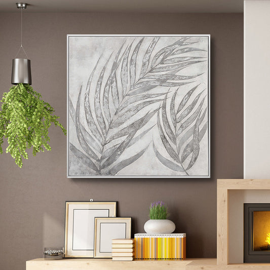High-end hand-painted Oil Painting Handmade Silver Leaf Paintings Modern Living Room Entrance Corridor Restaurant Paintings Deco31in,No Frame