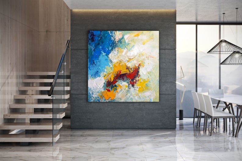 Handmade Abstract Painting On Canvas Extra Large Wall Art Bathroom Wall Art Modern Wall Art Large Artwork Canvas Art Home Decor31in,No Frame