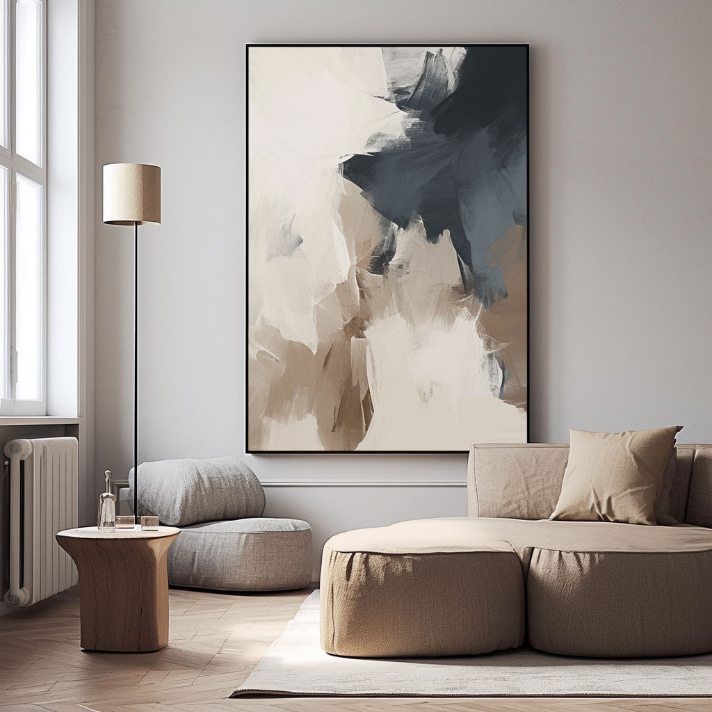 Handpainted Abstract Wall Art Painting Decorative Painting Aisle Corridor Mural Mooring Hanging Painting black white 31inx47in,No Frame