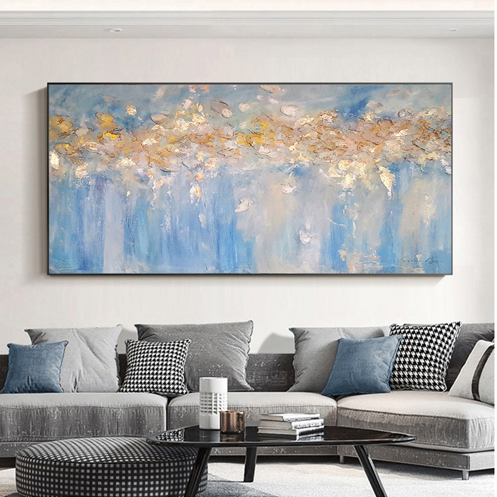 Abstract Gold Wall Art Picture Painting For Home Decoration Canvas Painting Hand Painted Acrylic Poster,27inx54in,No Frame