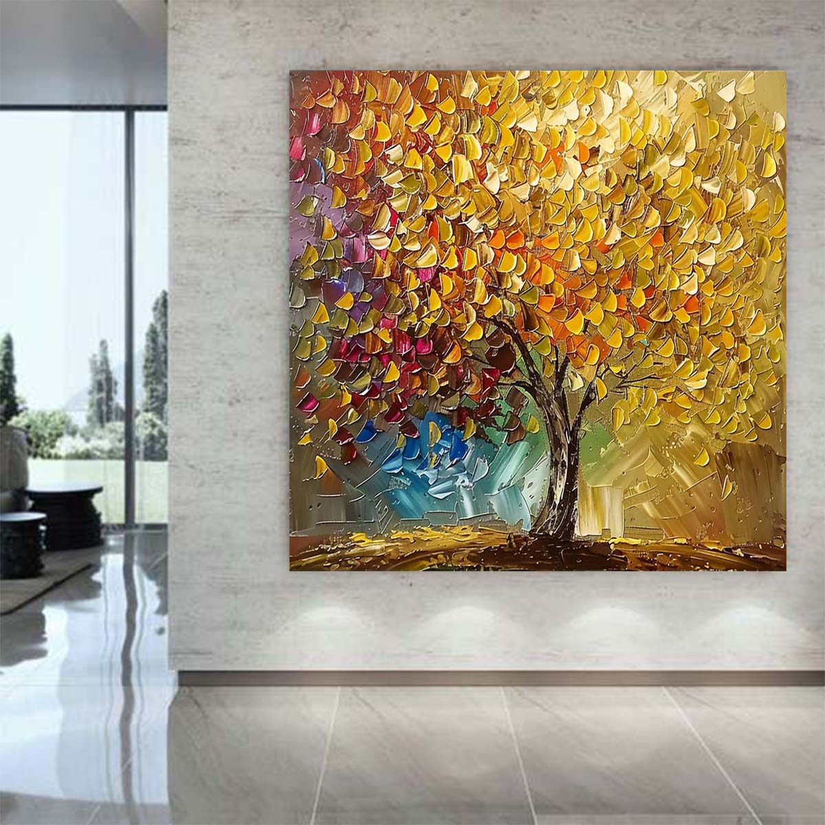 Abstract Handmade Oil Painting Modern Minimalist Home Living Room Decoration Painting,31inx31in,No Frame