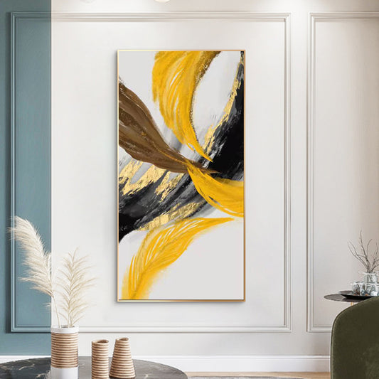2023 New Arrival Original Hand Painted On Canvas Large Handmade Wall Art Golden Picture,31inx47in,No Frame