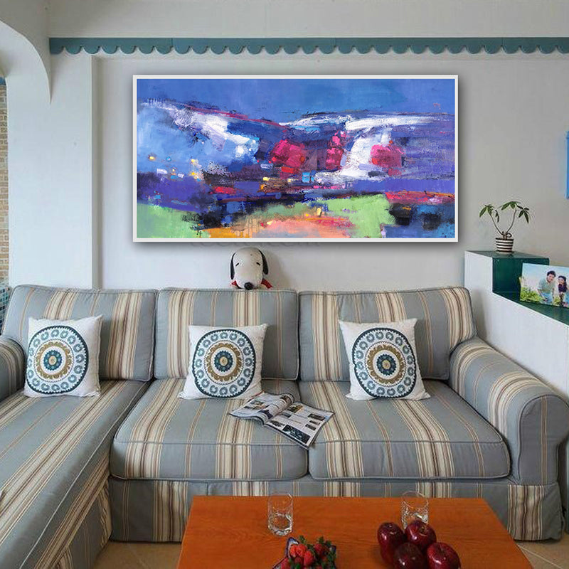Abstract Painting Sky Painting Abstract Painting Large Wall Seascape Art Painting Wall Painting Abstract Artwork Canvas Painting27inx54in,No Frame
