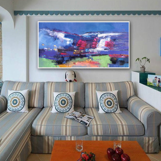 Abstract Painting Sky Painting Abstract Painting Large Wall Seascape Art Painting Wall Painting Abstract Artwork Canvas Painting27inx54in,No Frame