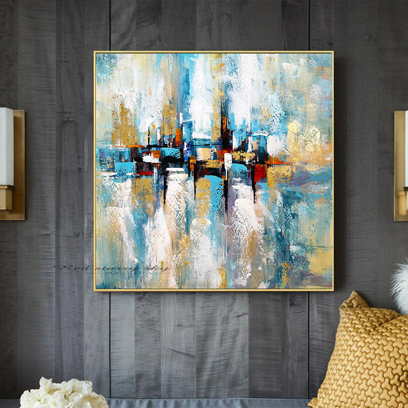 Pure Hand painted Canvas Oil Painting Handmade Color Abstract Painting Living Room Wall Painting Home Decoration,31inx31in,No Frame