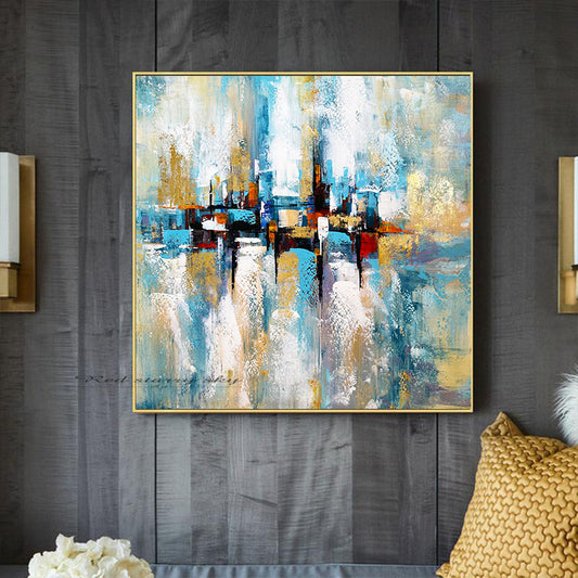Pure Hand painted Canvas Oil Painting Handmade Color Abstract Painting Living Room Wall Painting Home Decoration,31inx31in,No Frame
