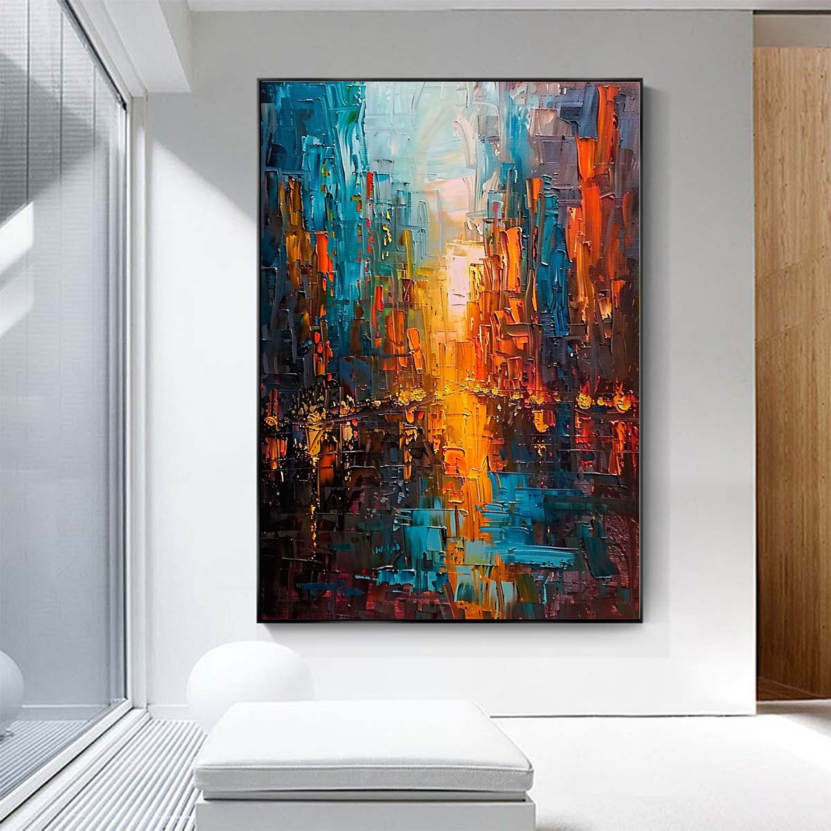 Original creation City Hand painted Oil Painting Canvas Wall Art For Home Living Room Unframed/Rolled #026