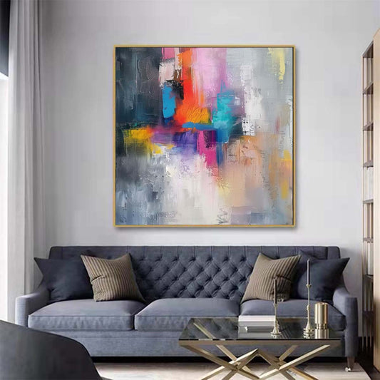 Abstract Handmade Oil Painting Modern Minimalist Home Living Room Decoration Painting,31inx31in,No Frame