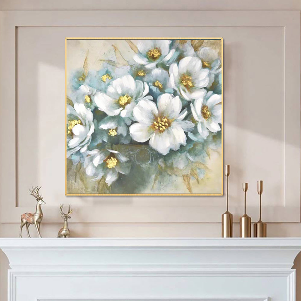 Abstract Flower Paintings Hand Painted Modern Canvas Oil Painting Wall Art Pictures Handmde Paintings Artwork Living,31inx31in,No Frame