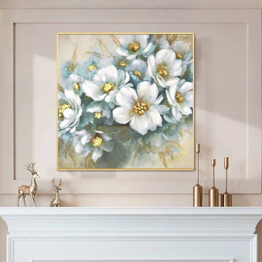 Abstract Flower Paintings Hand Painted Modern Canvas Oil Painting Wall Art Pictures Handmde Paintings Artwork Living,31inx31in,No Frame