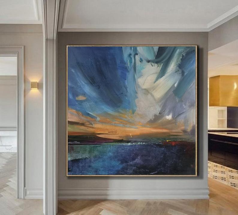 AbstractArtLandscapeOilPaintinghandpaintedGoldLeafMuralsVillaModelRoomDecorativePaintingThe 31in,No Frame