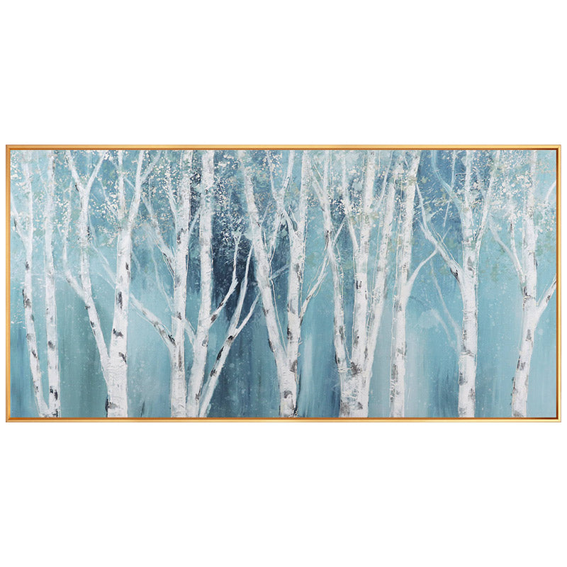 White Birch Horizontal Version Of hand-painted Oil Painting The Living Room Sofa Decorated Bedroom Villa Entrance Hallway Mural27inx54in,No Frame