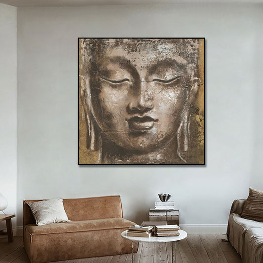 Handpainted by Artist Canvas Painting Wall Art Religion Picture Abstract Buddha Head Oil Painting For