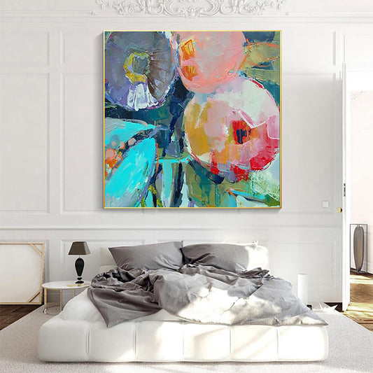 Large Handmade Modern Oil Painting Canvas Wall Art Pink Abstract Painting For Home Living Room Wall