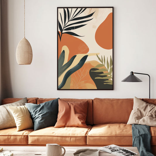 Handpainted Abstract Wall Art Painting Decorative Painting Aisle Corridor Mural Mooring Hanging Painting orange green31inx47in,No Frame