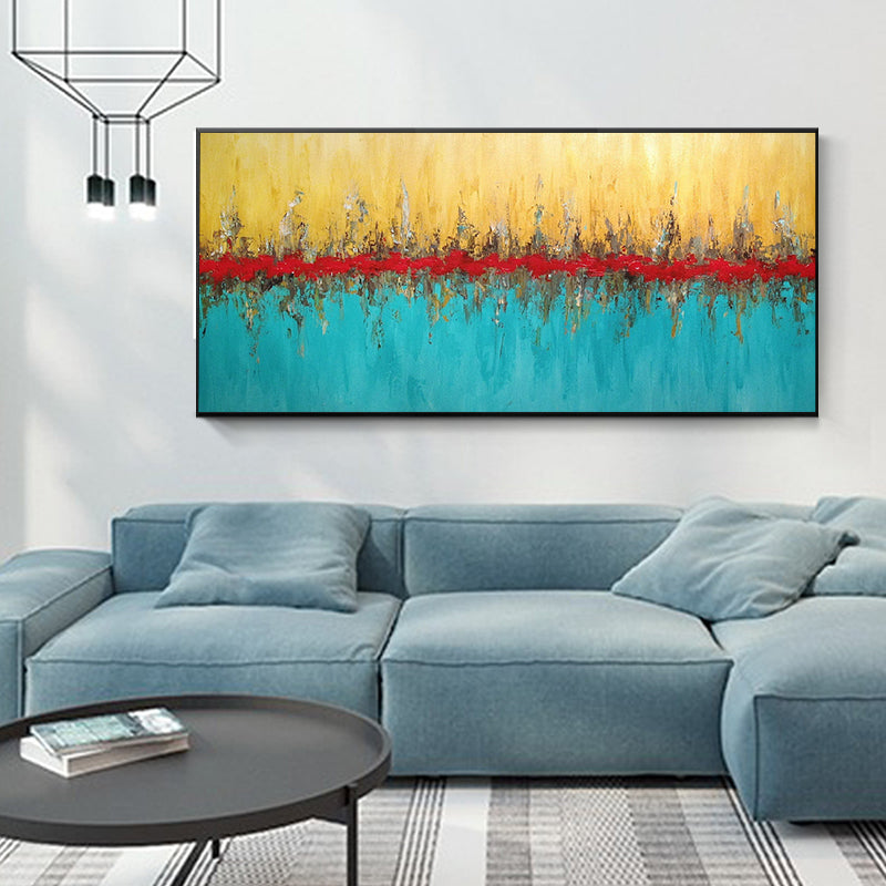 Hand-painted Oil Painting Abstract Modern Living Room Sofa Backdrop Painting Paintings Restaurant Shoreline Reflection Horizonta27inx54in,No Frame