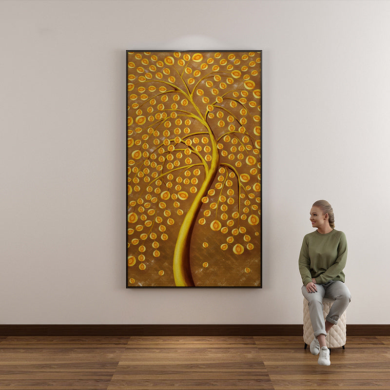 European Oil Painting Hand-Painted Late Autumn Tree-Lined Trail Scenery Decorative Painting Living Room Entrance Background Wall27inx54in,No Frame