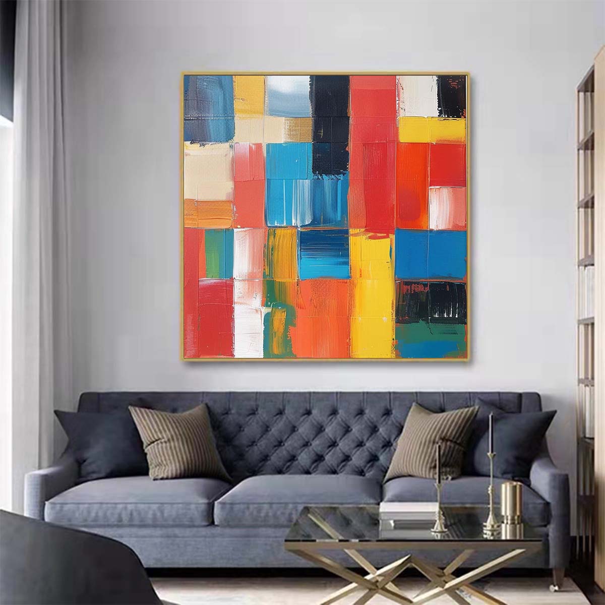 Abstract Handmade Oil Painting Modern Minimalist Home Living Room Decoration Painting,31inx31in,No Frame
