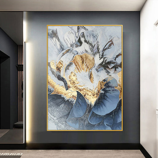 Canvas Hot Sale Artwork  Handmade Abstract Flowers Oil Painting Wall Art Wedding Decor  Living Room,31inx47in,No Frame